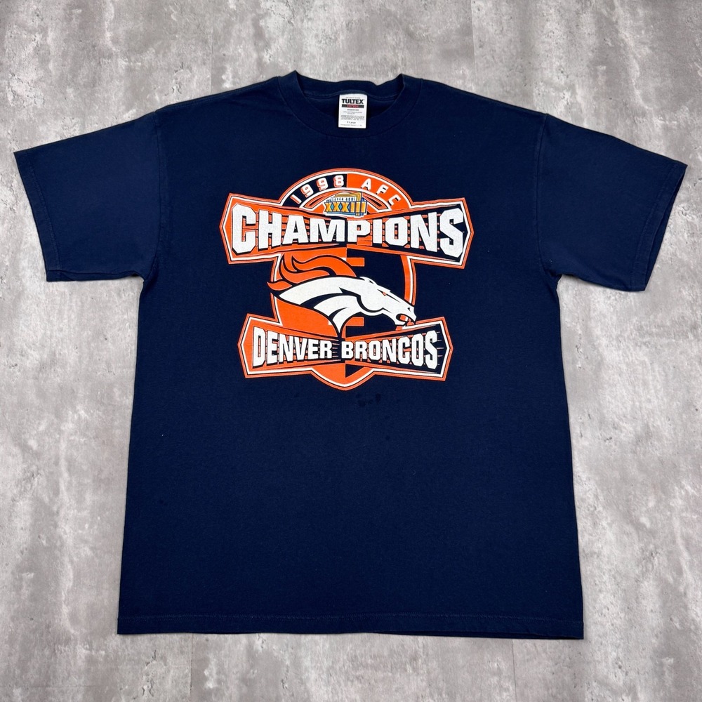 Vintage Denver Broncos T-Shirt Mens XL AFC Champions Super Bowl XXXIII 1998